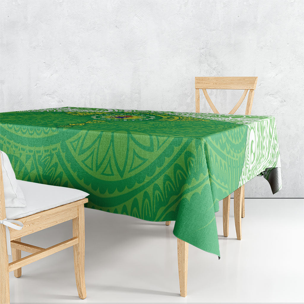 Cook Islands Manta Ray Tablecloth Kuki Airani Tattoo Green Color LT14 - Polynesian Pride