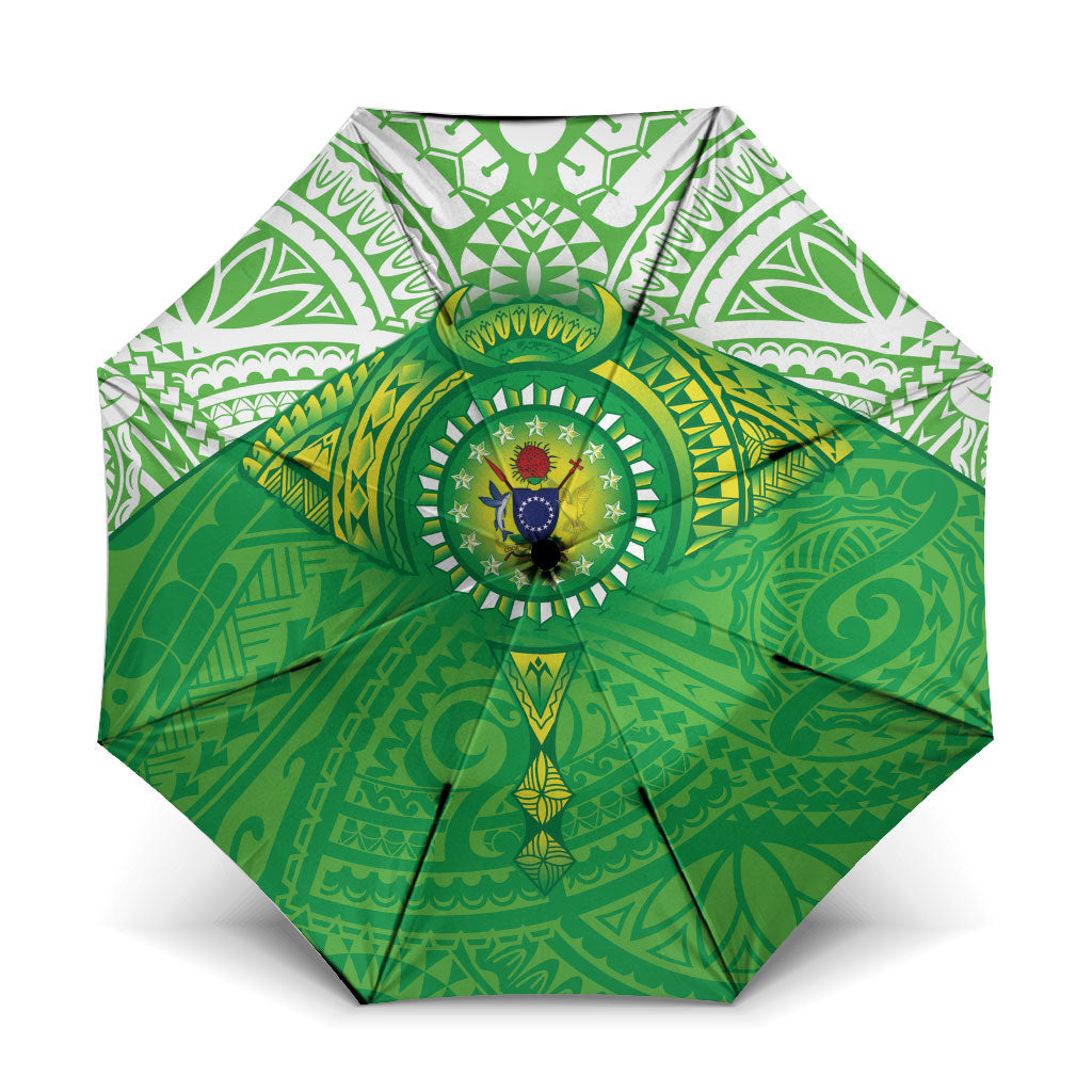Cook Islands Manta Ray Umbrella Kuki Airani Tattoo Green Color LT14 One Size Folded 11.42 inch Opened Diameter 37.4 inch Green - Polynesian Pride
