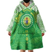 Cook Islands Manta Ray Wearable Blanket Hoodie Kuki Airani Tattoo Green Color LT14 - Polynesian Pride