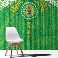 Cook Islands Manta Ray Window Curtain Kuki Airani Tattoo Green Color LT14 - Polynesian Pride