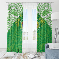 Cook Islands Manta Ray Window Curtain Kuki Airani Tattoo Green Color LT14 - Polynesian Pride