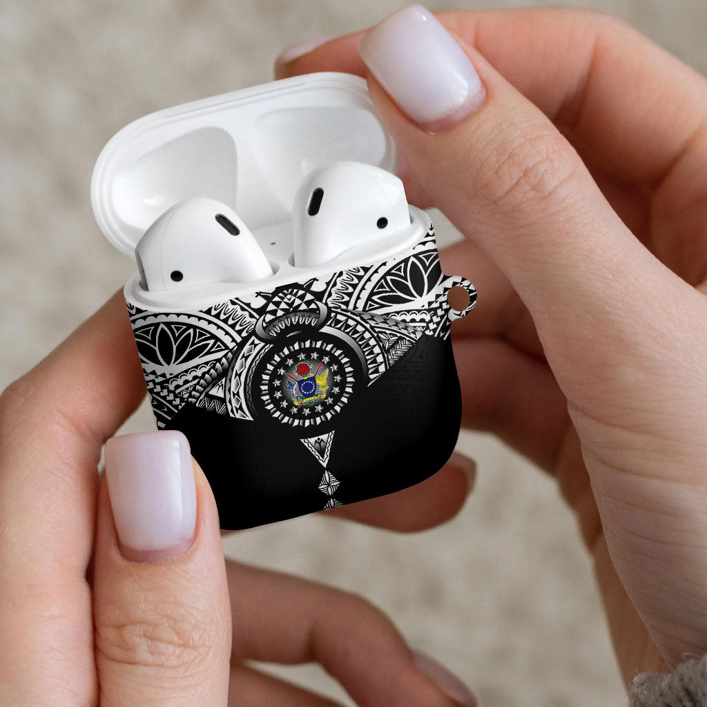 Cook Islands Manta Ray AirPods Case Kuki Airani Tattoo Black Color LT14 - Polynesian Pride