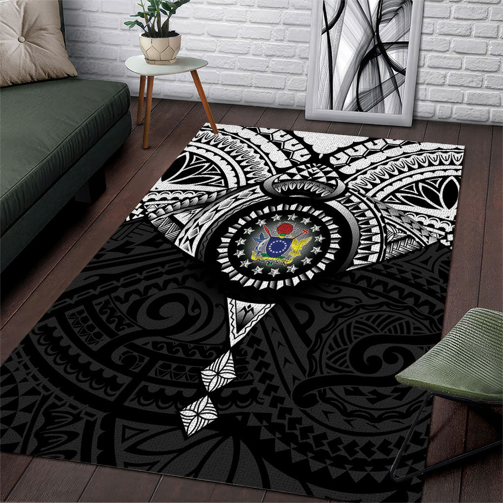 Cook Islands Manta Ray Area Rug Kuki Airani Tattoo Black Color LT14 Black - Polynesian Pride