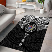 Cook Islands Manta Ray Area Rug Kuki Airani Tattoo Black Color LT14 - Polynesian Pride