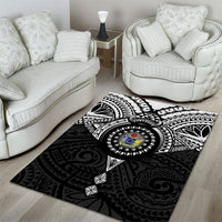 Cook Islands Manta Ray Area Rug Kuki Airani Tattoo Black Color LT14 - Polynesian Pride