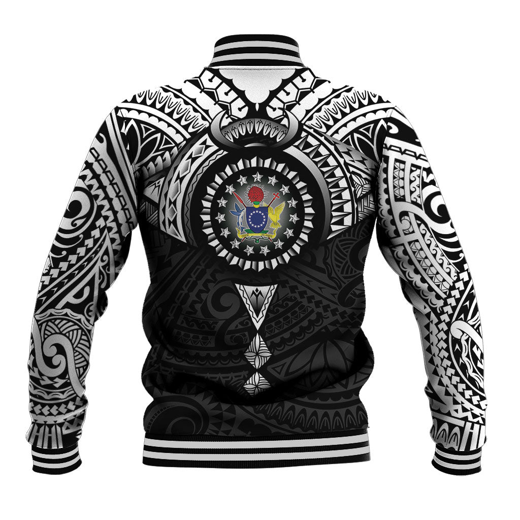 Cook Islands Manta Ray Baseball Jacket Kuki Airani Tattoo Black Color LT14 - Polynesian Pride