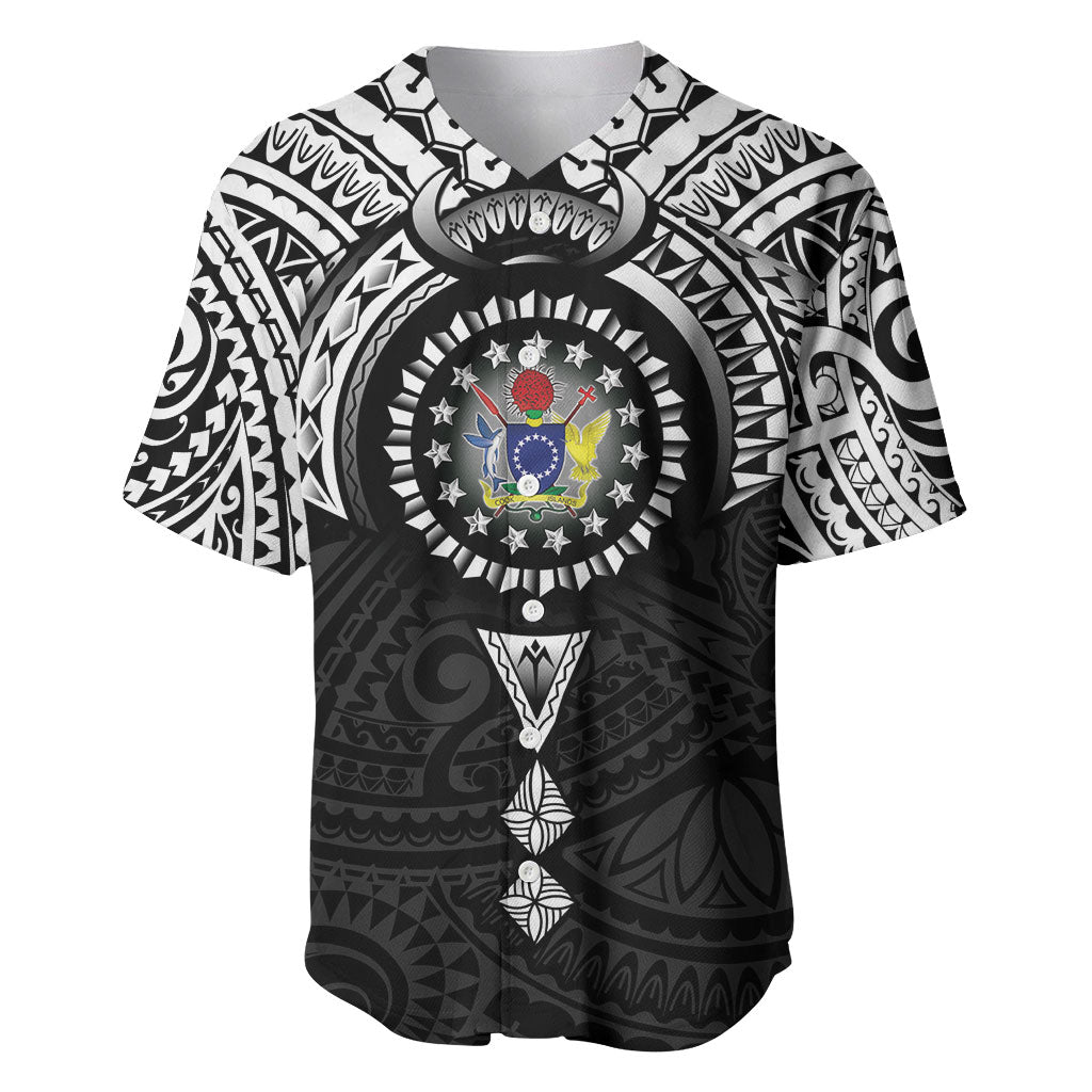 Cook Islands Manta Ray Baseball Jersey Kuki Airani Tattoo Black Color LT14 Black - Polynesian Pride