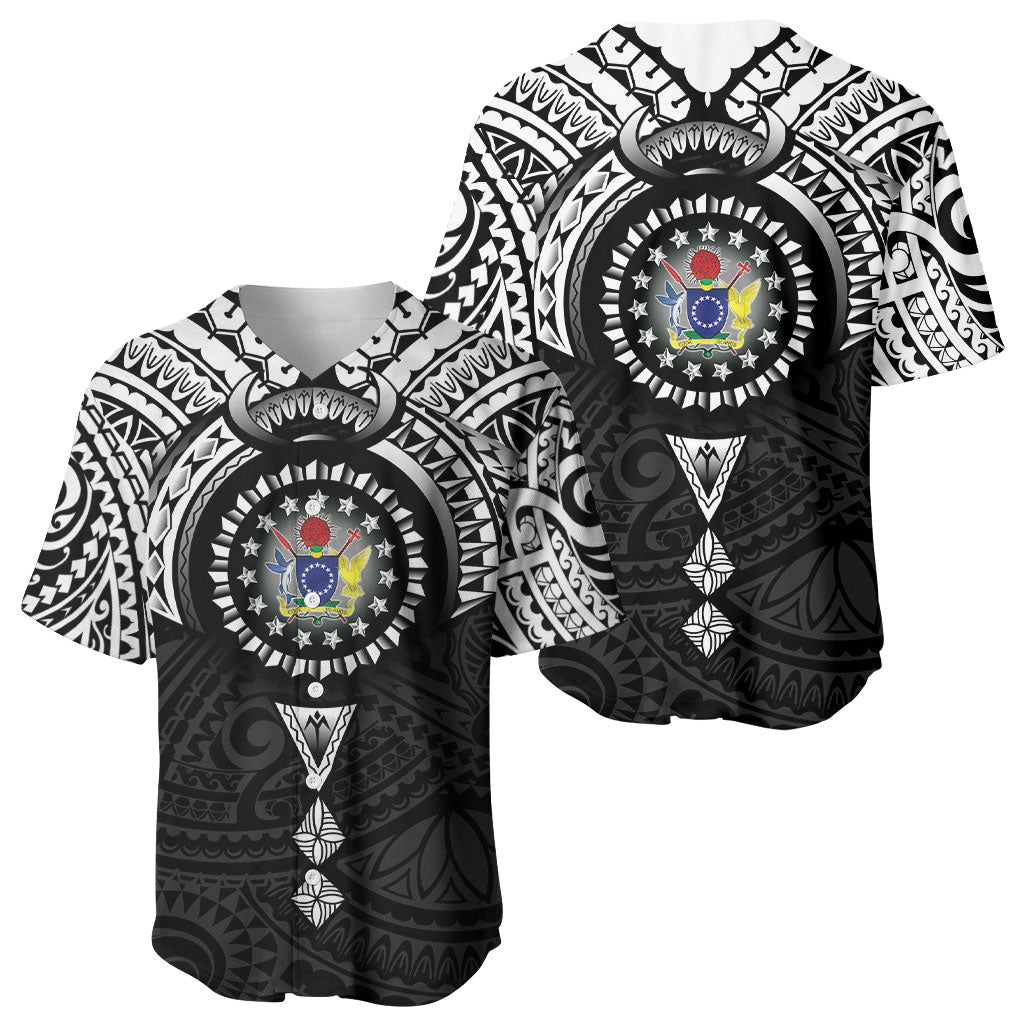 Cook Islands Manta Ray Baseball Jersey Kuki Airani Tattoo Black Color LT14 - Polynesian Pride