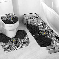 Cook Islands Manta Ray Bathroom Set Kuki Airani Tattoo Black Color LT14 Mat Set Only (3 pcs) One Size Black - Polynesian Pride