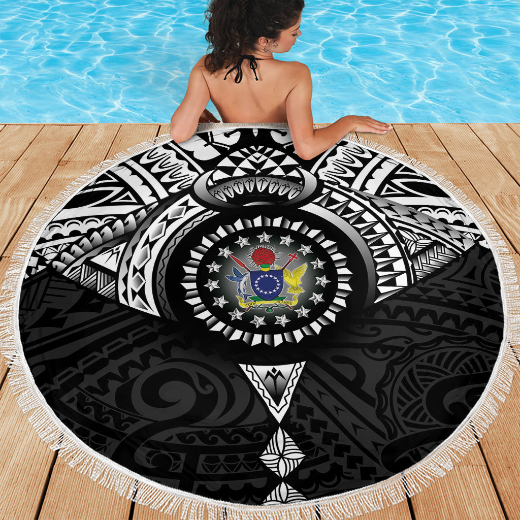 Cook Islands Manta Ray Beach Blanket Kuki Airani Tattoo Black Color LT14 - Polynesian Pride