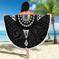 Cook Islands Manta Ray Beach Blanket Kuki Airani Tattoo Black Color LT14 - Polynesian Pride
