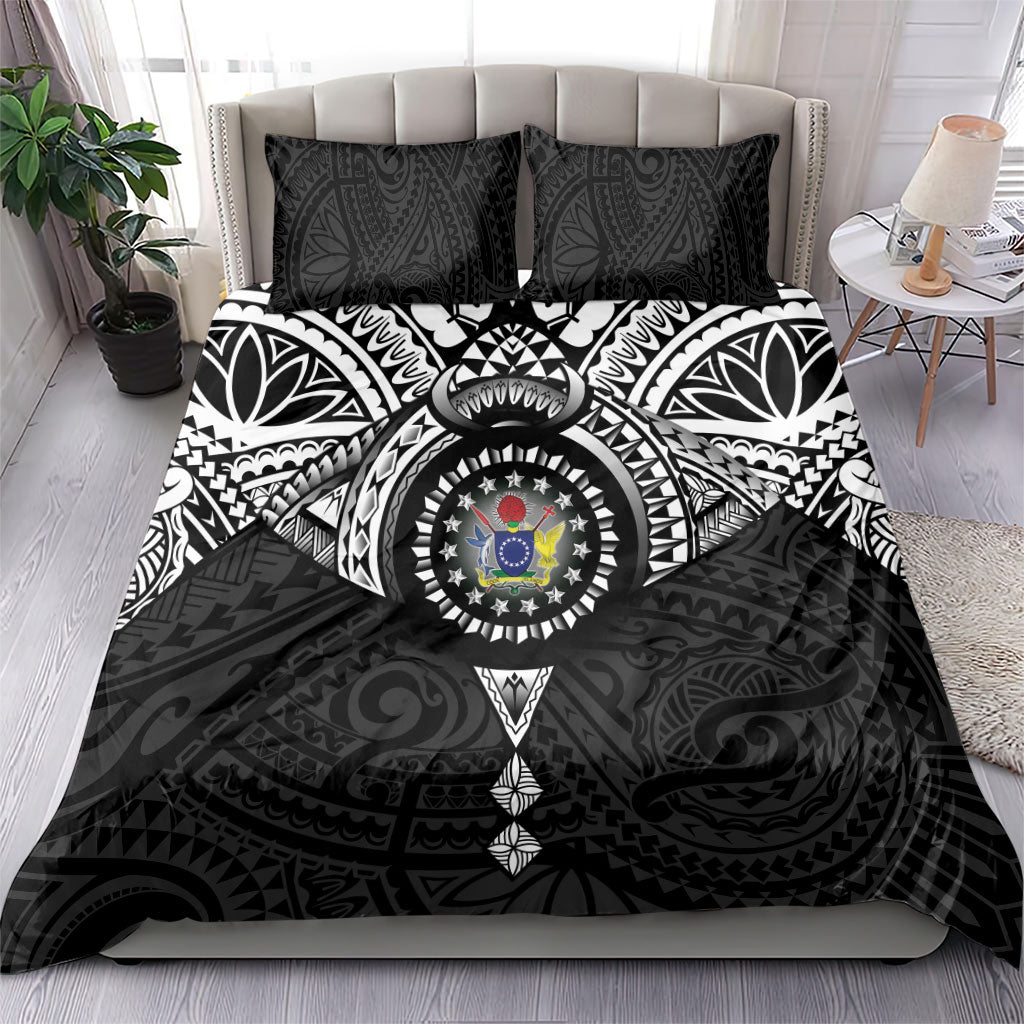 Cook Islands Manta Ray Bedding Set Kuki Airani Tattoo Black Color LT14 - Polynesian Pride