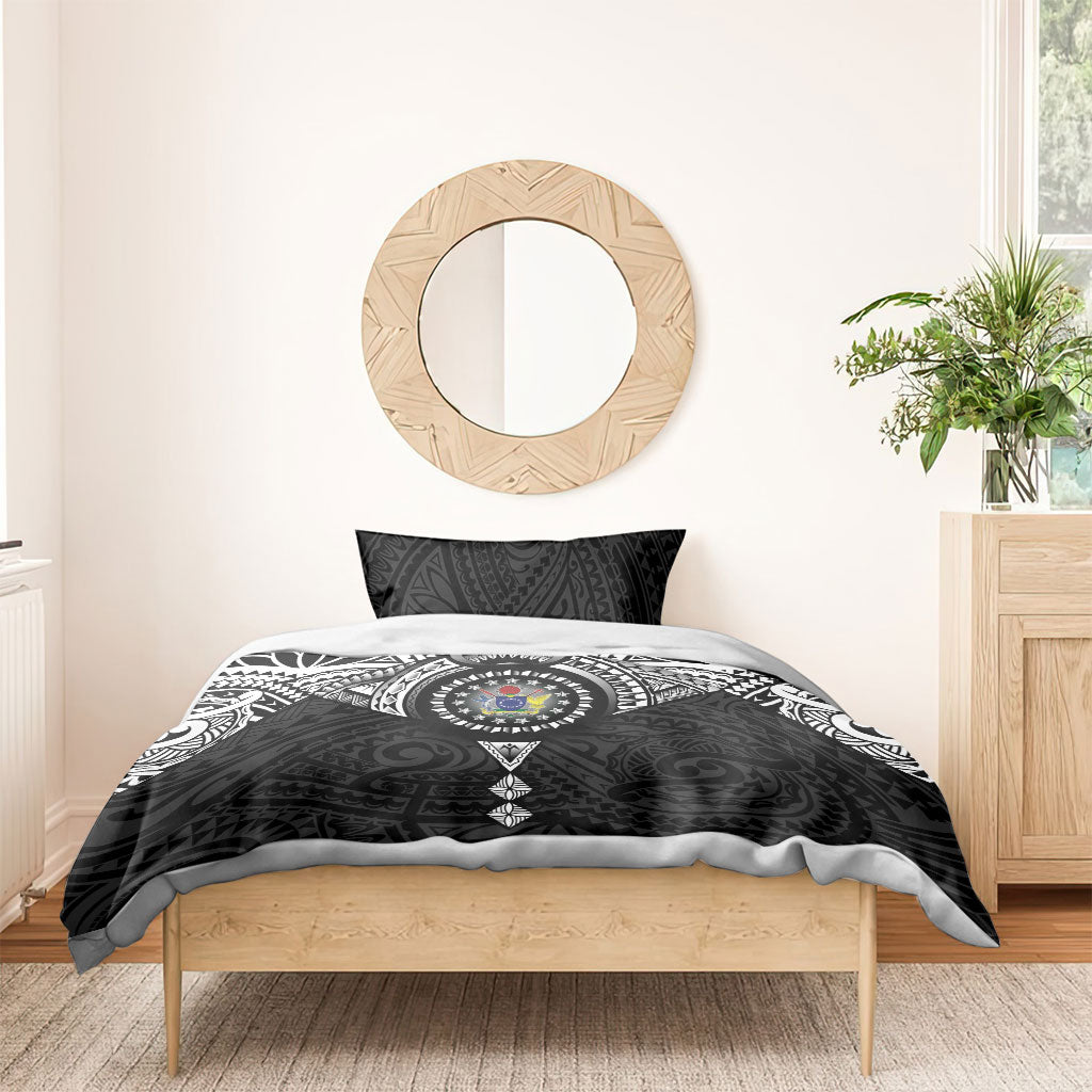 Cook Islands Manta Ray Bedding Set Kuki Airani Tattoo Black Color LT14 - Polynesian Pride