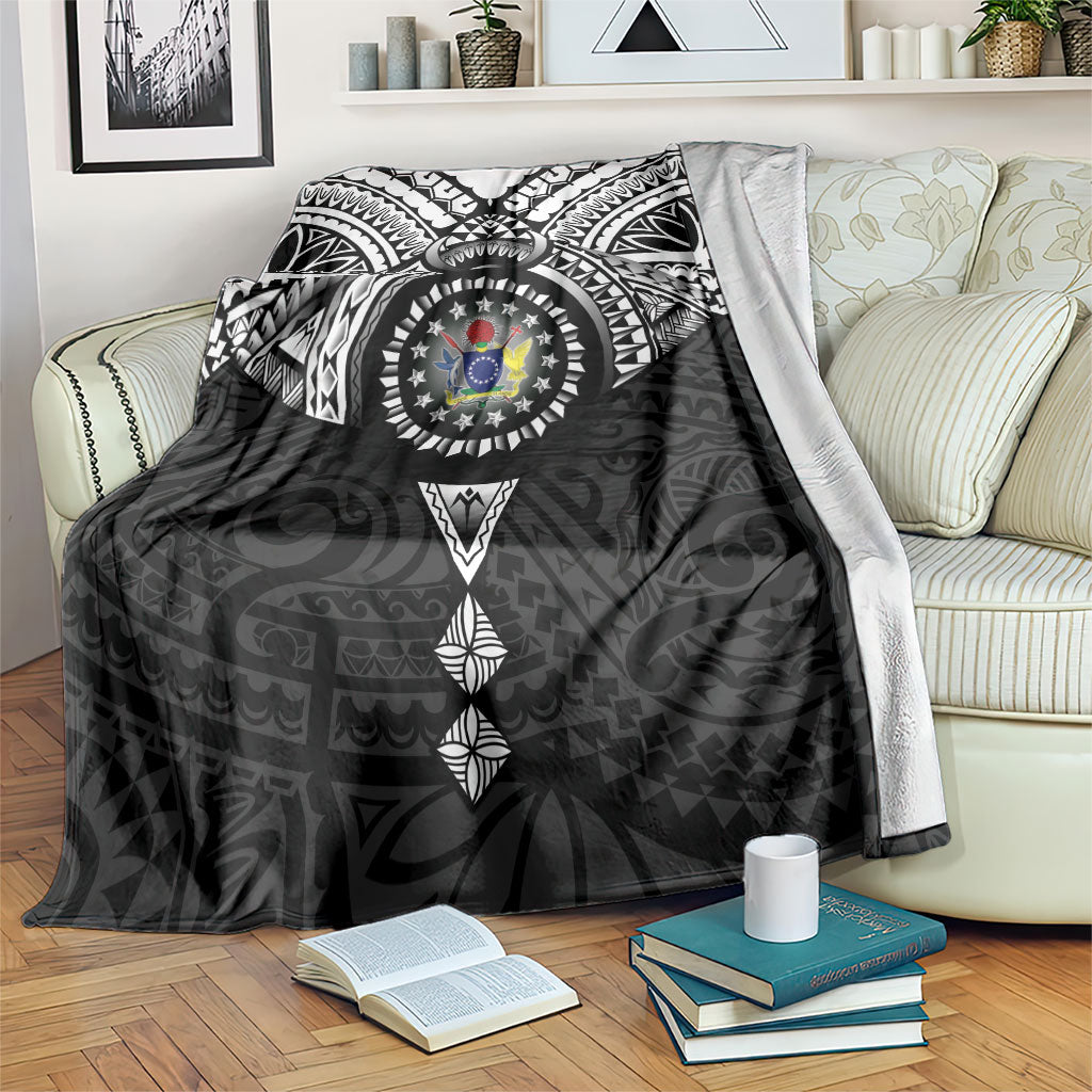 Cook Islands Manta Ray Blanket Kuki Airani Tattoo Black Color LT14 Black - Polynesian Pride
