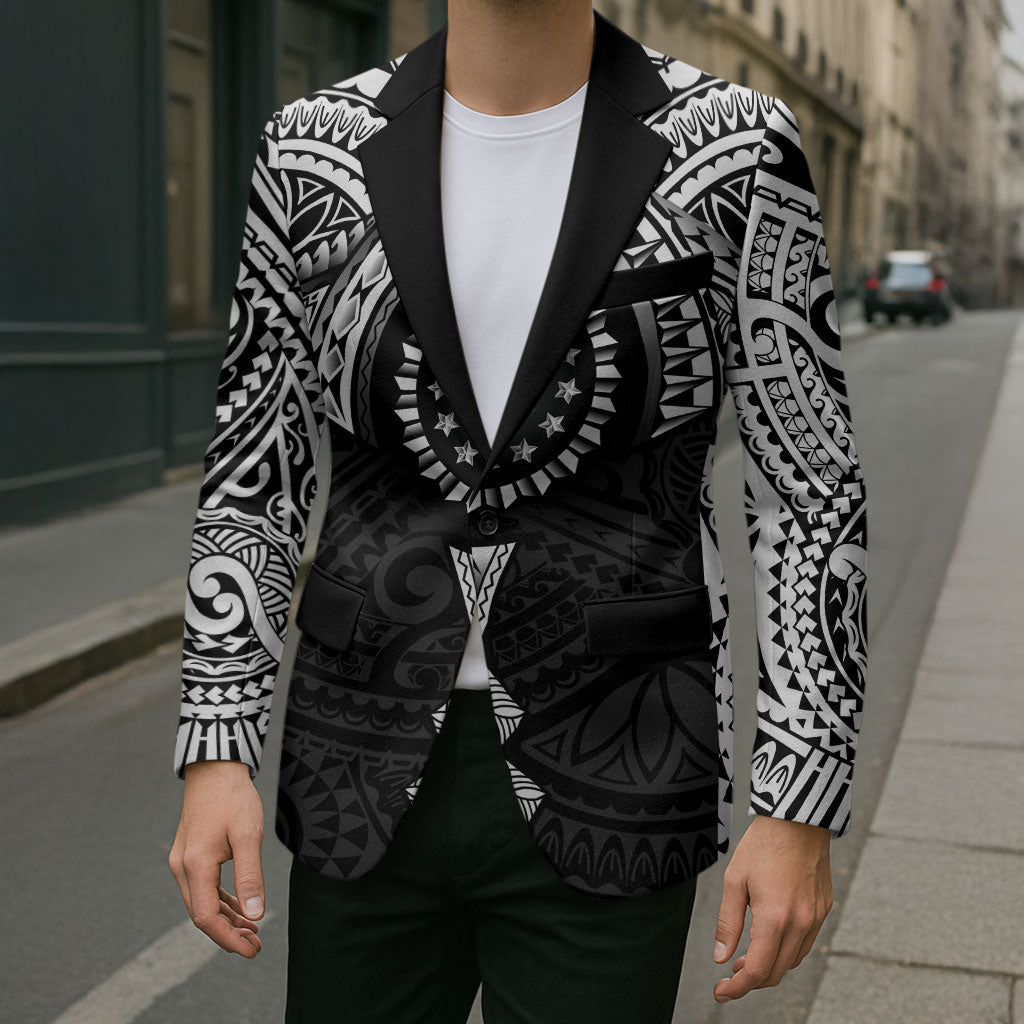 Cook Islands Manta Ray Blazer Kuki Airani Tattoo Black Color LT14 - Polynesian Pride