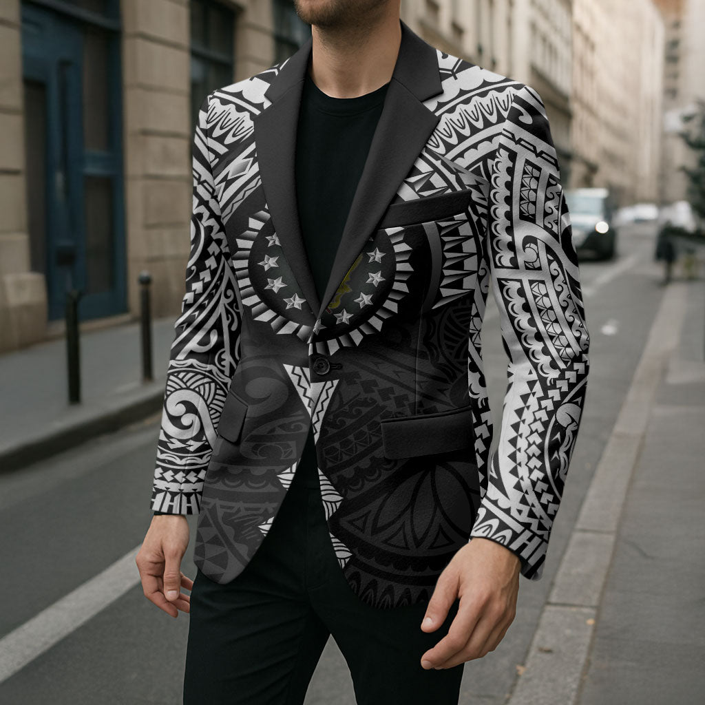Cook Islands Manta Ray Blazer Kuki Airani Tattoo Black Color LT14 - Polynesian Pride