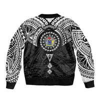 Cook Islands Manta Ray Bomber Jacket Kuki Airani Tattoo Black Color LT14 - Polynesian Pride