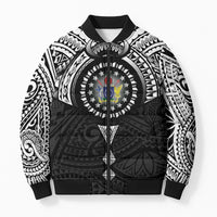Cook Islands Manta Ray Bomber Puffer Jacket Kuki Airani Tattoo Black Color LT14 Unisex Black - Polynesian Pride