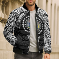 Cook Islands Manta Ray Bomber Puffer Jacket Kuki Airani Tattoo Black Color LT14 - Polynesian Pride