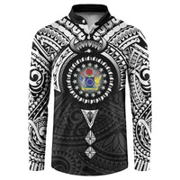 Cook Islands Manta Ray Button Sweatshirt Kuki Airani Tattoo Black Color LT14 Black - Polynesian Pride