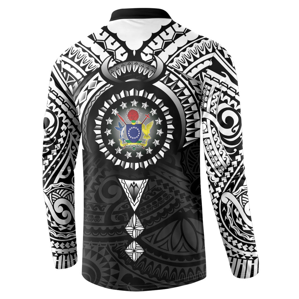 Cook Islands Manta Ray Button Sweatshirt Kuki Airani Tattoo Black Color LT14 - Polynesian Pride