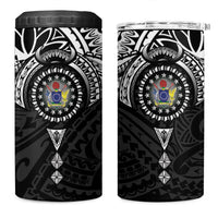 Cook Islands Manta Ray 4 in 1 Can Cooler Tumbler Kuki Airani Tattoo Black Color LT14 One Size: 16 oz Black - Polynesian Pride