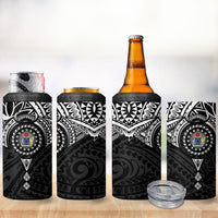 Cook Islands Manta Ray 4 in 1 Can Cooler Tumbler Kuki Airani Tattoo Black Color LT14 - Polynesian Pride