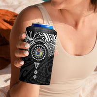 Cook Islands Manta Ray 4 in 1 Can Cooler Tumbler Kuki Airani Tattoo Black Color LT14 - Polynesian Pride