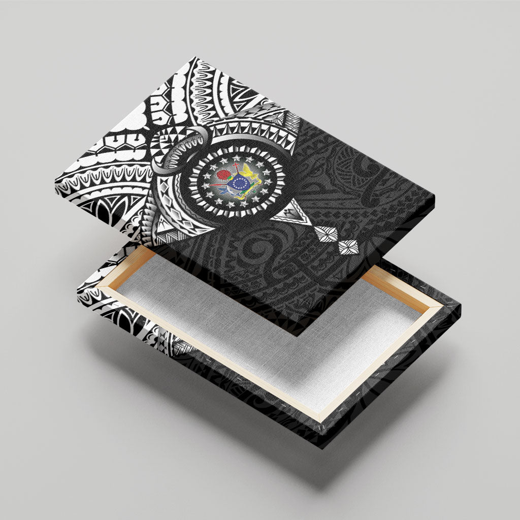 Cook Islands Manta Ray Canvas Wall Art Kuki Airani Tattoo Black Color LT14 - Polynesian Pride