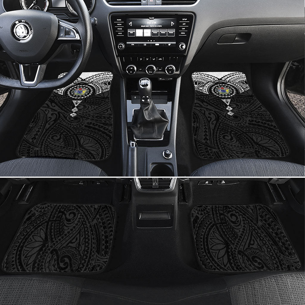 Cook Islands Manta Ray Car Mats Kuki Airani Tattoo Black Color LT14 Set 4pcs Black - Polynesian Pride