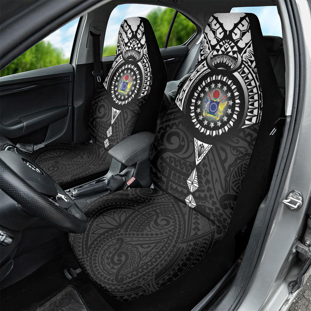 Cook Islands Manta Ray Car Seat Cover Kuki Airani Tattoo Black Color LT14 - Polynesian Pride