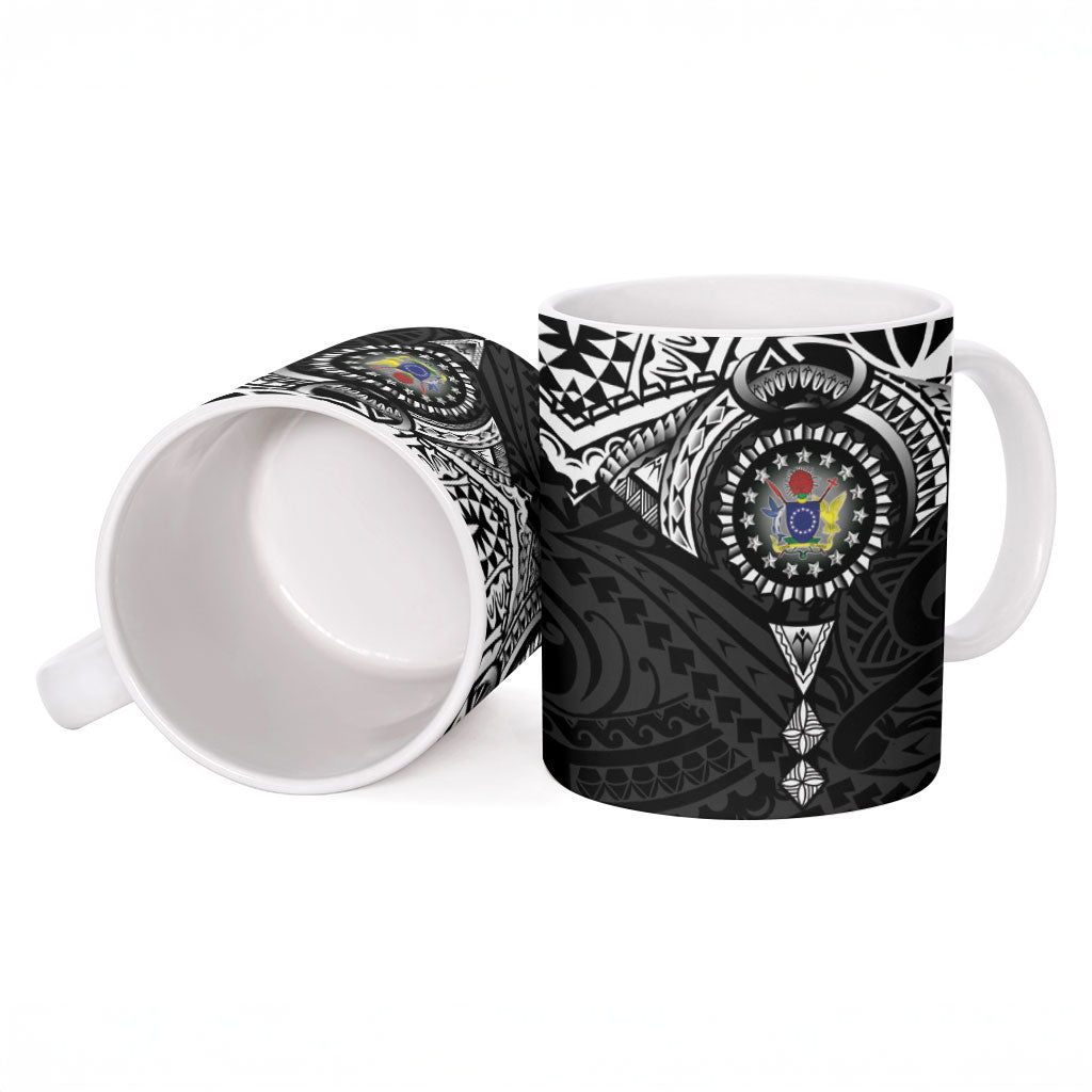 Cook Islands Manta Ray Ceramic Mug Kuki Airani Tattoo Black Color LT14 - Polynesian Pride