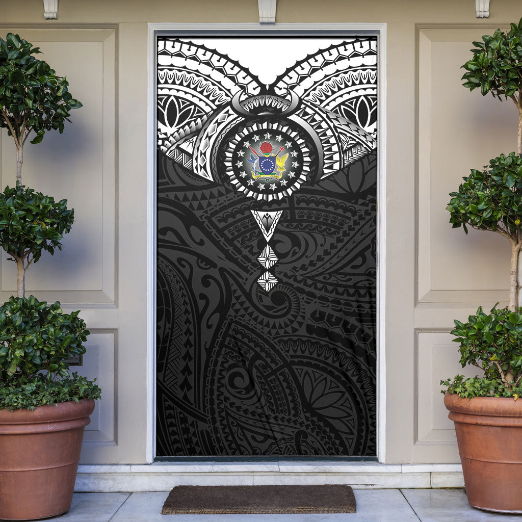 Cook Islands Manta Ray Door Cover Kuki Airani Tattoo Black Color