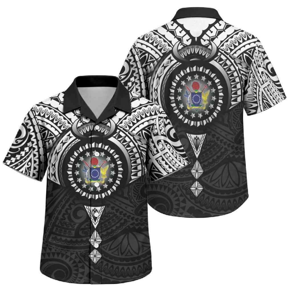 Cook Islands Manta Ray Family Matching Long Sleeve Bodycon Dress and Hawaiian Shirt Kuki Airani Tattoo Black Color LT14 Son's Shirt Black - Polynesian Pride