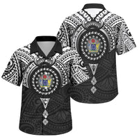 Cook Islands Manta Ray Family Matching Long Sleeve Bodycon Dress and Hawaiian Shirt Kuki Airani Tattoo Black Color LT14 Son's Shirt Black - Polynesian Pride
