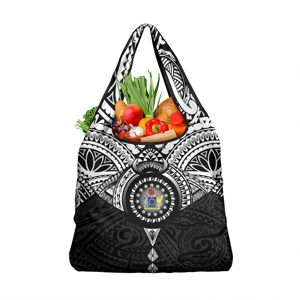 Cook Islands Manta Ray Grocery Bag Kuki Airani Tattoo Black Color LT14 1-pack One Size Black - Polynesian Pride