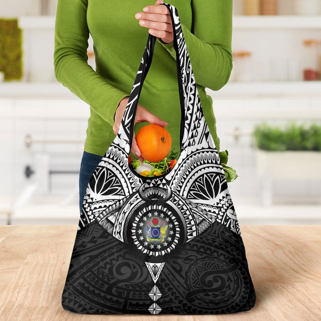 Cook Islands Manta Ray Grocery Bag Kuki Airani Tattoo Black Color LT14 - Polynesian Pride