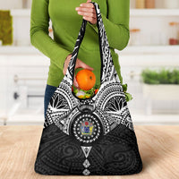 Cook Islands Manta Ray Grocery Bag Kuki Airani Tattoo Black Color LT14 - Polynesian Pride