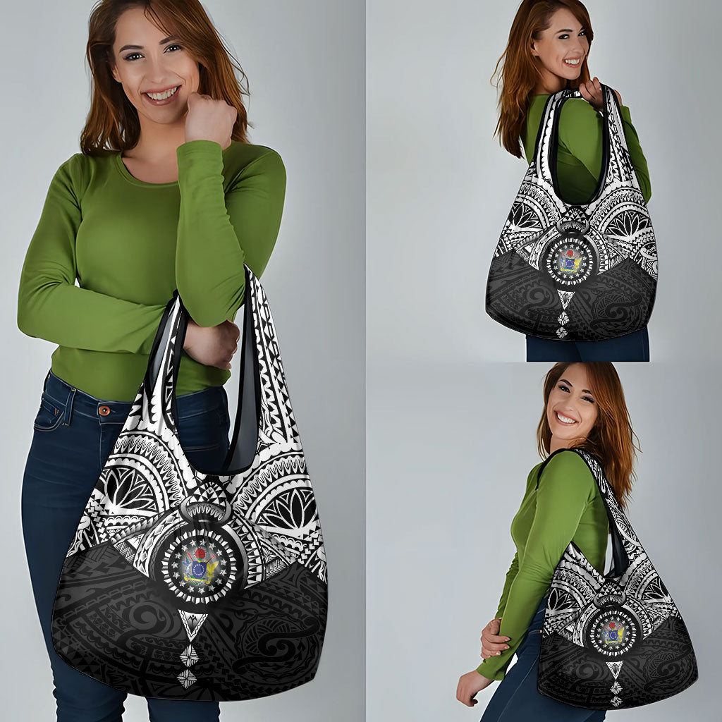 Cook Islands Manta Ray Grocery Bag Kuki Airani Tattoo Black Color LT14 - Polynesian Pride