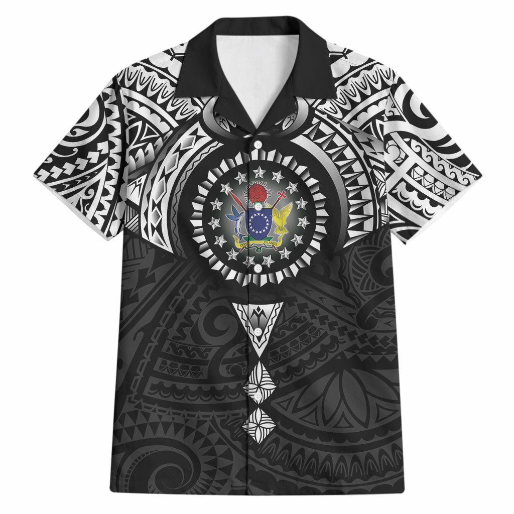 Cook Islands Manta Ray Hawaiian Shirt Kuki Airani Tattoo Black Color LT14 Black - Polynesian Pride