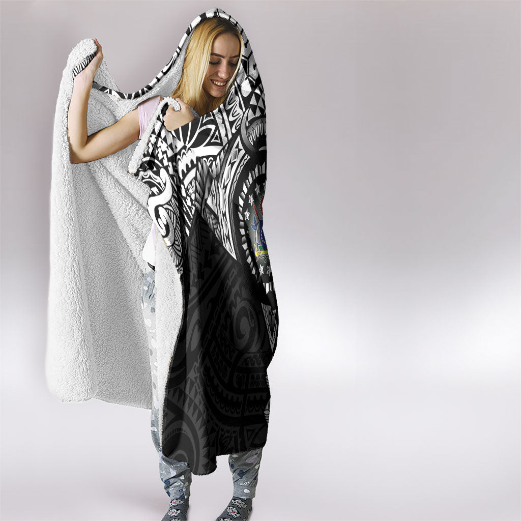 Cook Islands Manta Ray Hooded Blanket Kuki Airani Tattoo Black Color LT14 - Polynesian Pride