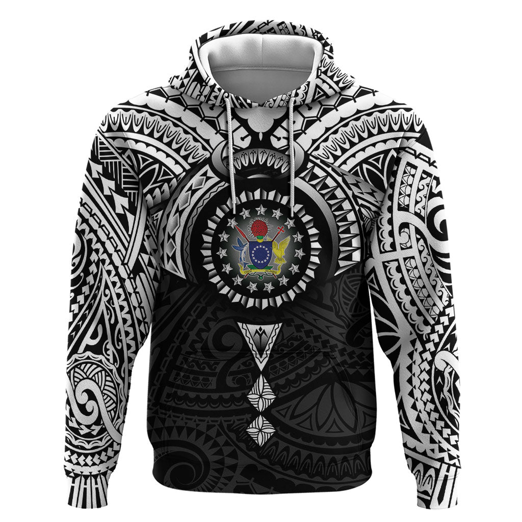 Cook Islands Manta Ray Hoodie Kuki Airani Tattoo Black Color