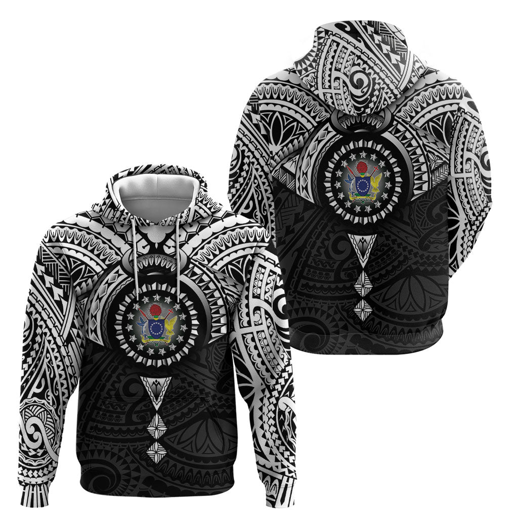 Cook Islands Manta Ray Hoodie Kuki Airani Tattoo Black Color LT14 - Polynesian Pride