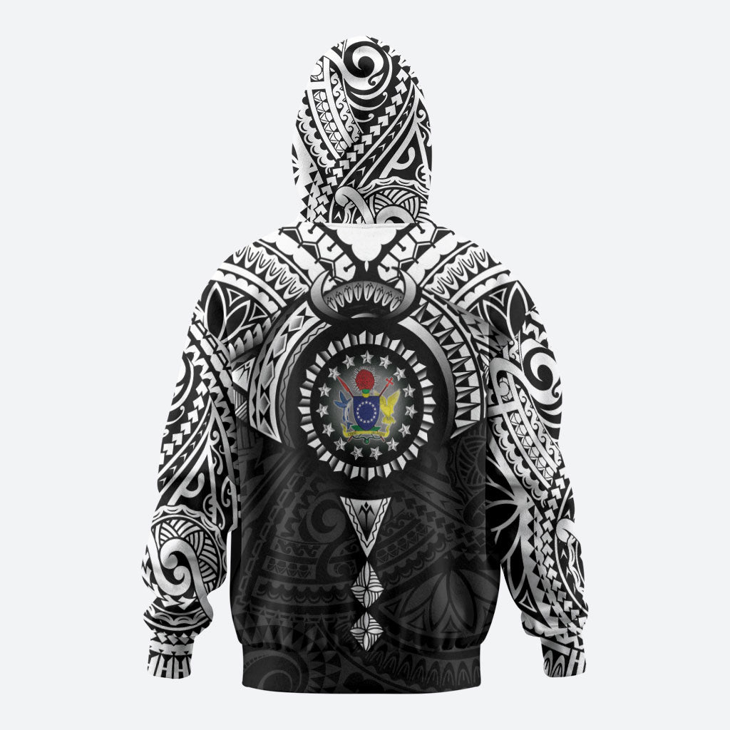 Cook Islands Manta Ray Hoodie Kuki Airani Tattoo Black Color LT14 - Polynesian Pride