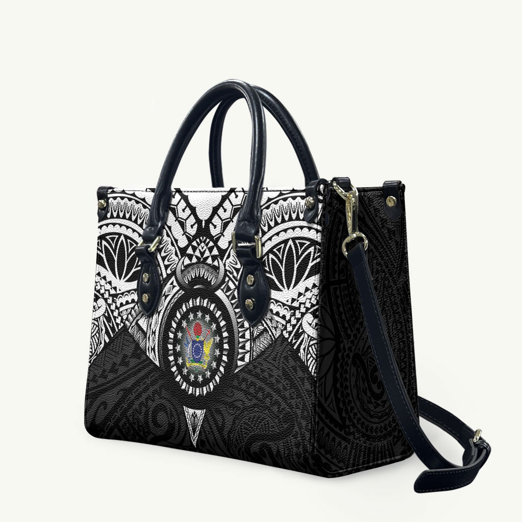 Cook Islands Manta Ray Leather Bag Kuki Airani Tattoo Black Color LT14 Black - Polynesian Pride