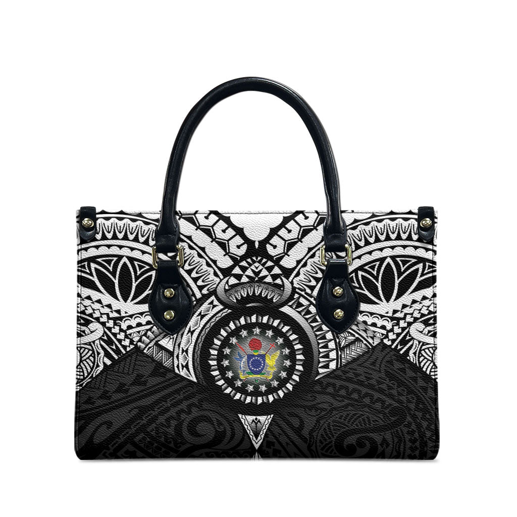 Cook Islands Manta Ray Leather Bag Kuki Airani Tattoo Black Color LT14 - Polynesian Pride