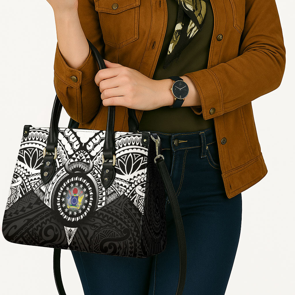 Cook Islands Manta Ray Leather Bag Kuki Airani Tattoo Black Color LT14 - Polynesian Pride