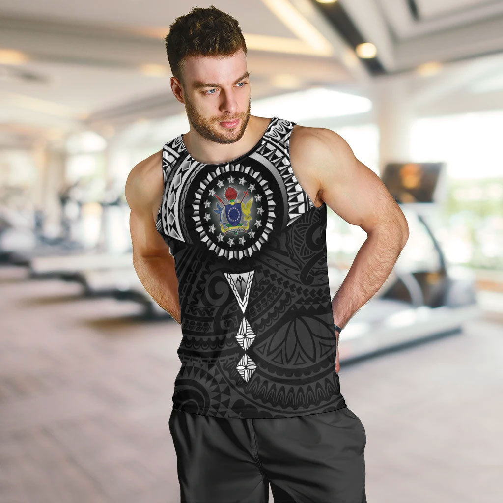 Cook Islands Manta Ray Men Tank Top Kuki Airani Tattoo Black Color LT14 Black - Polynesian Pride