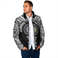 Cook Islands Manta Ray Padded Jacket Kuki Airani Tattoo Black Color LT14 - Polynesian Pride