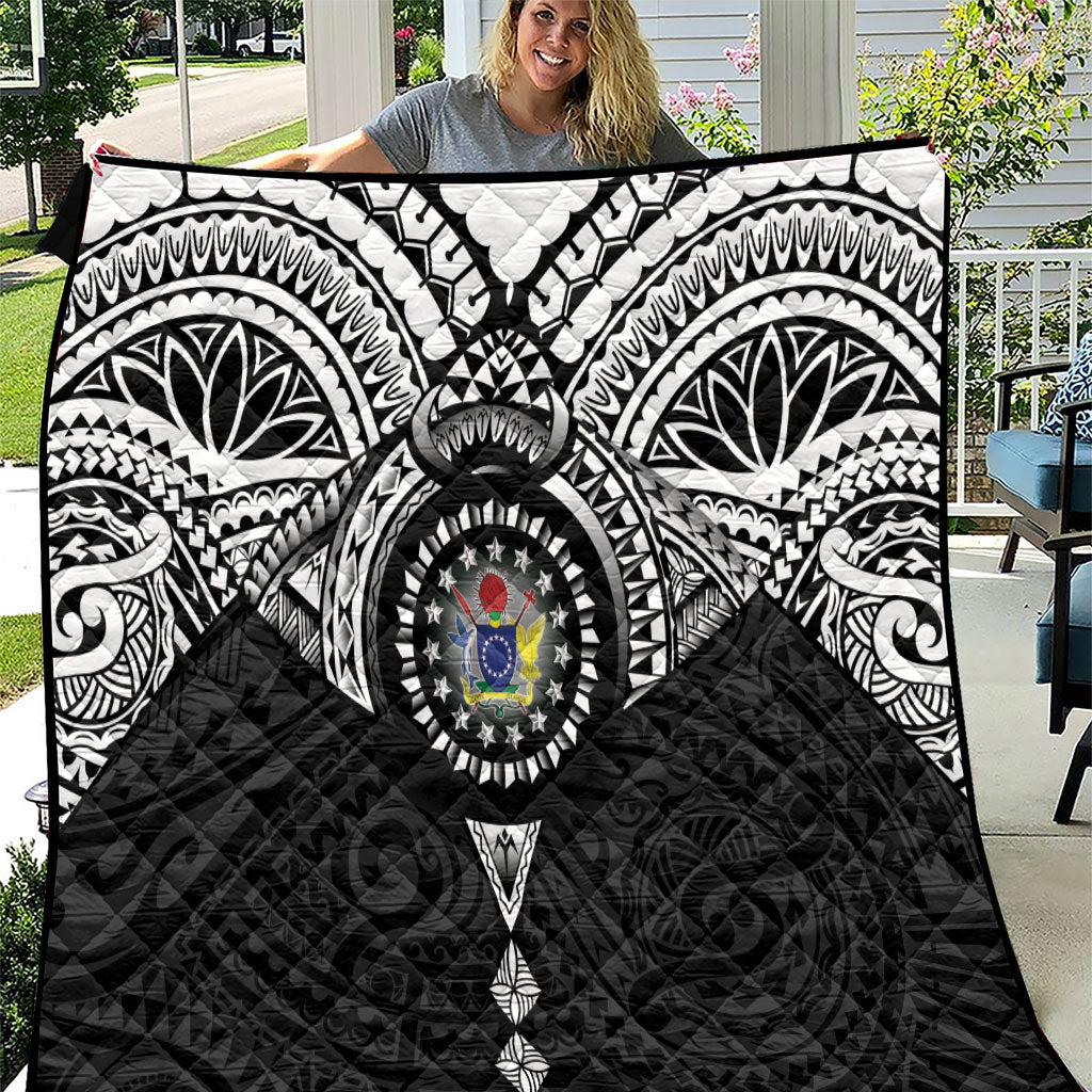Cook Islands Manta Ray Quilt Kuki Airani Tattoo Black Color LT14 Black - Polynesian Pride